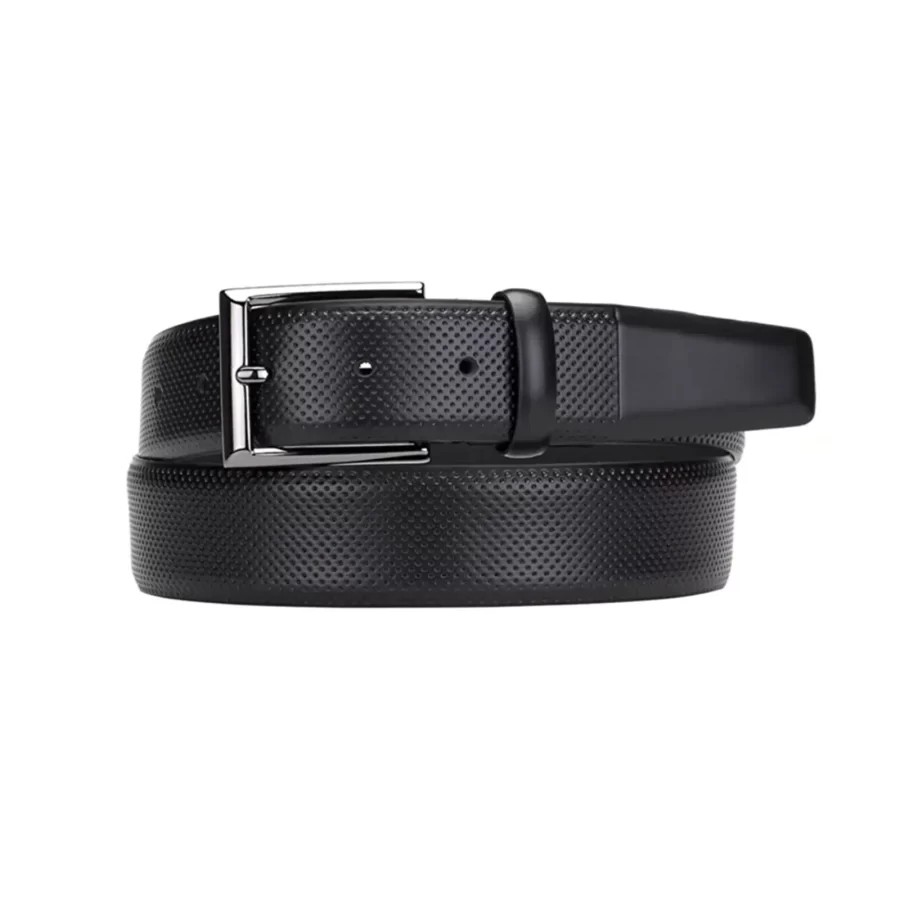 luxury gents leather belt black dot texture KK3529 01
