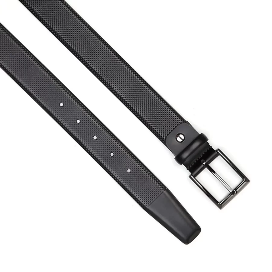 luxury gents leather belt black dot texture KK3529 02