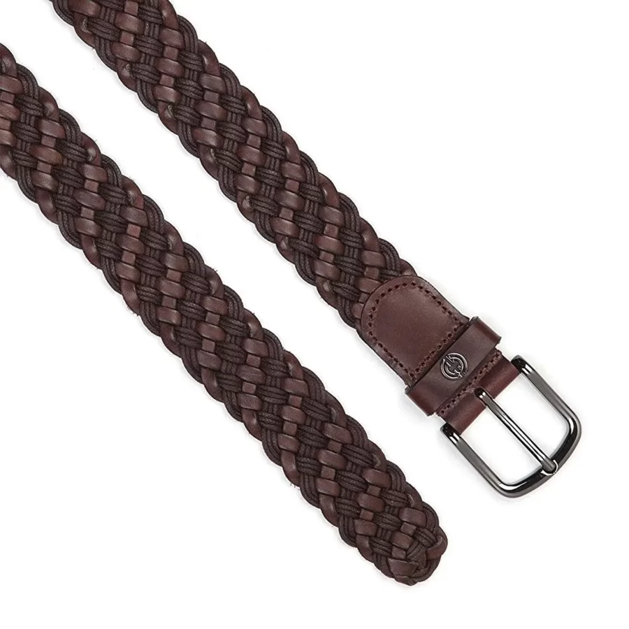 luxury mens braided belt brown genuine leather 3