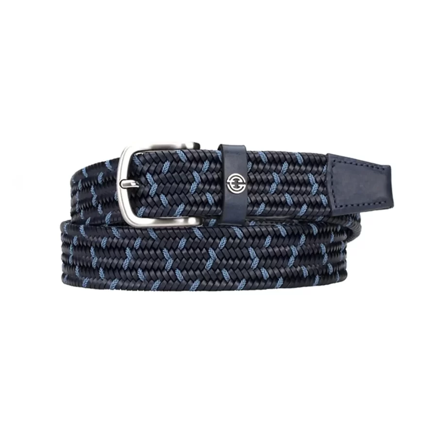 luxury stretch belt mens navy blue leather 1 IEB739D BLUE