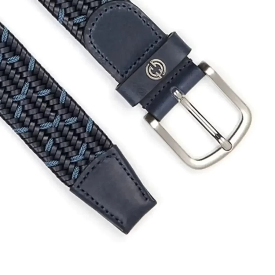 luxury stretch belt mens navy blue leather 2