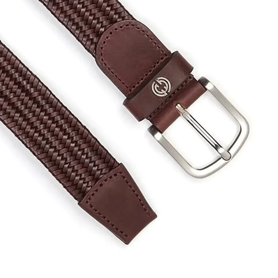 luxury stretchy belt mens brown braided leather 2