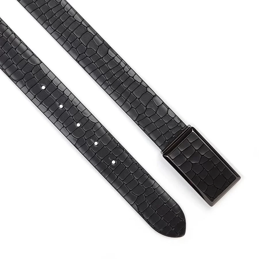 mens luxury belt black croco pattern leather CCRB104 1