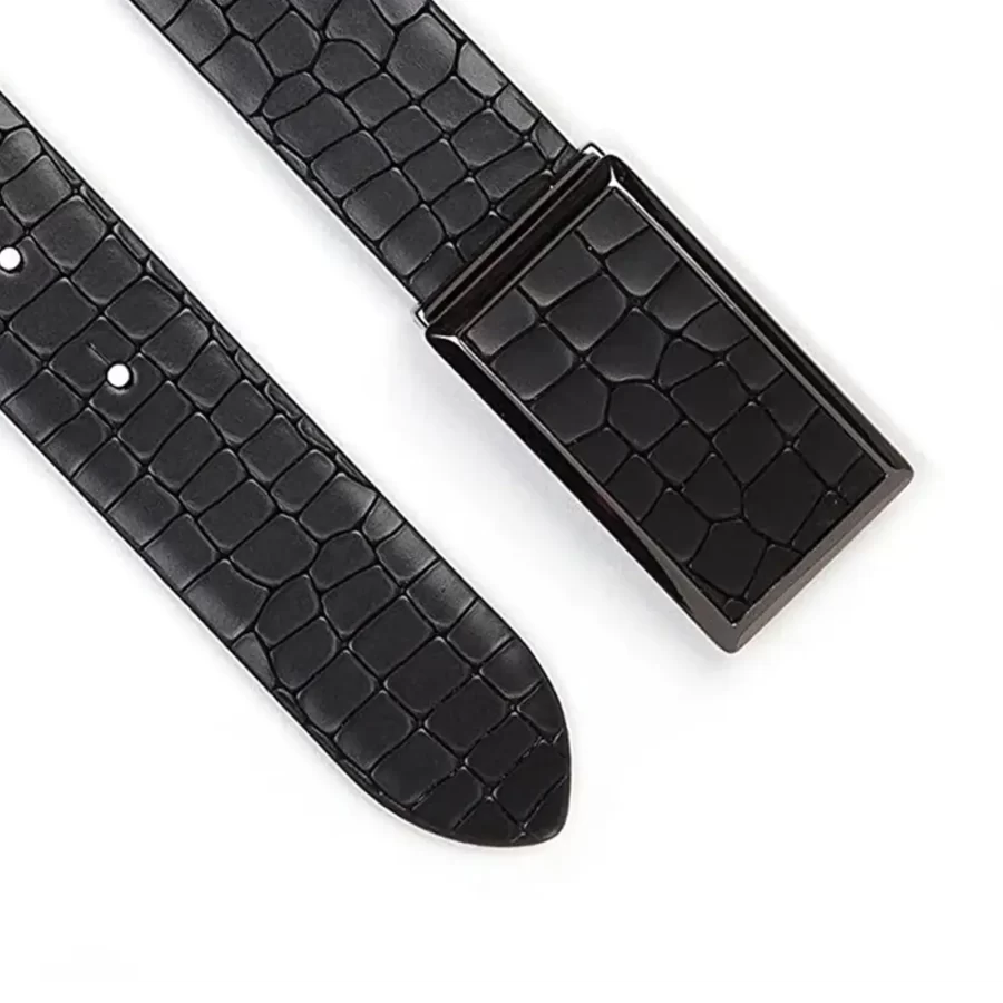 mens luxury belt black croco pattern leather CCRB104 2