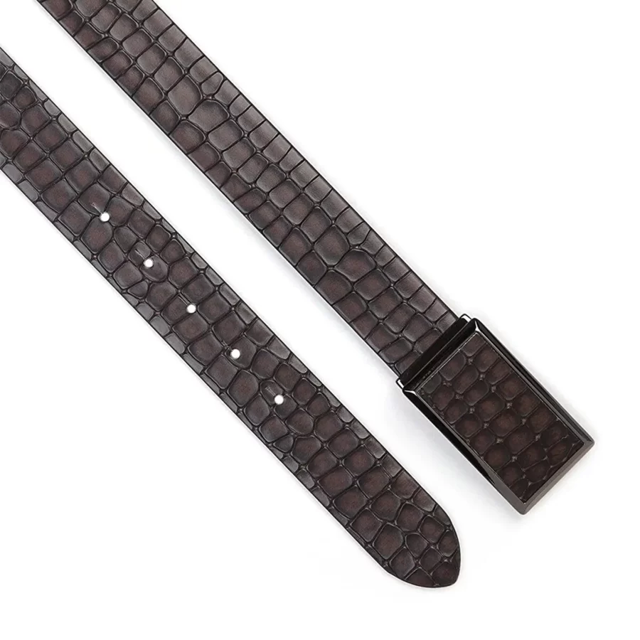 mens luxury belt brown croco pattern leather CCRB104 1