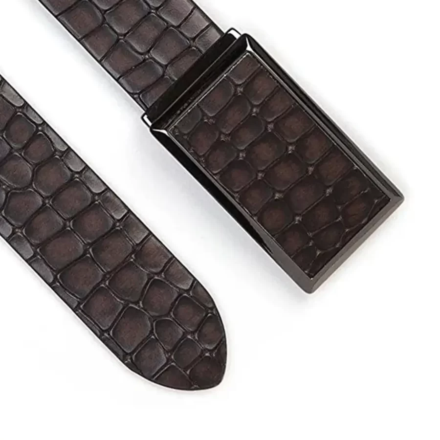 mens luxury belt brown croco pattern leather CCRB104 2