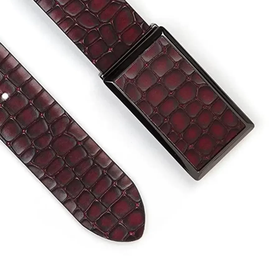 mens luxury belt burgundy croco pattern leather CCRB104 2