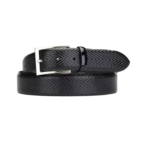 Buy Men Black Textured Genuine Leather Belt Online - 809803