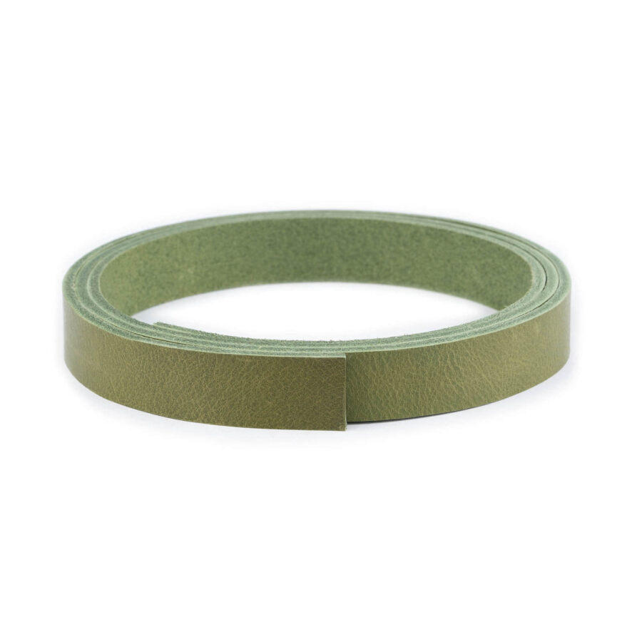 olive green leather belt blank no holes without buckle 2 0 cm 1 OLIGREBNK20STRCARL