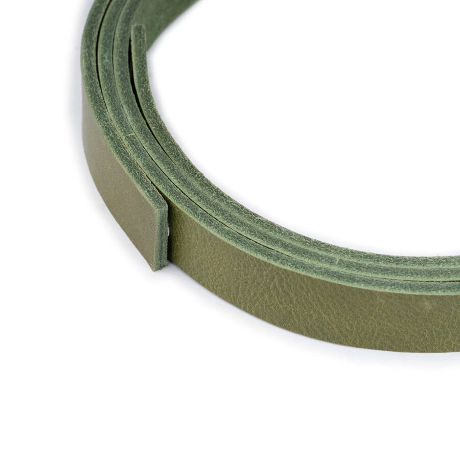 olive green leather belt blank no holes without buckle 2 0 cm 2