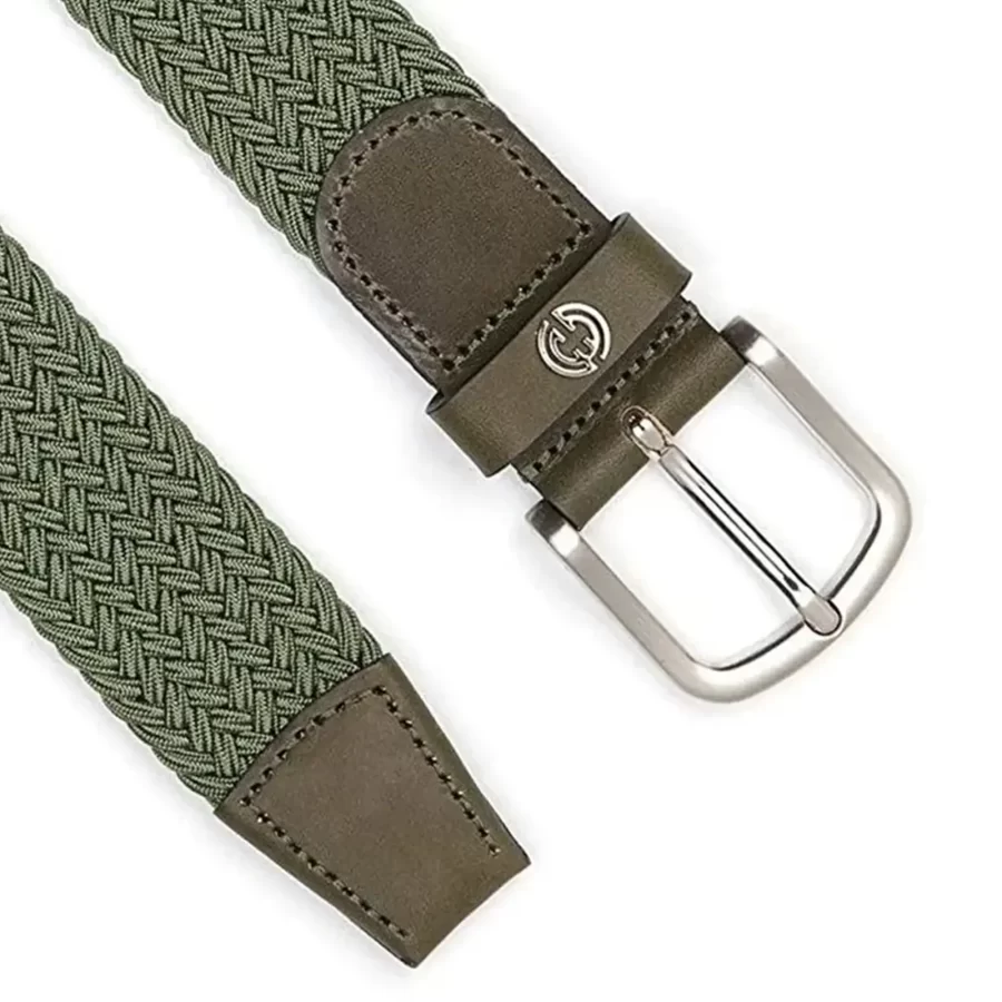 olive green mens stretchy belt luxury woven cotton 2