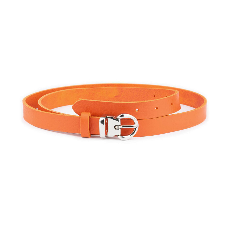orange lady belt for dress skinny real leather silver buckle 1 ORAORASIL20BLTCARL