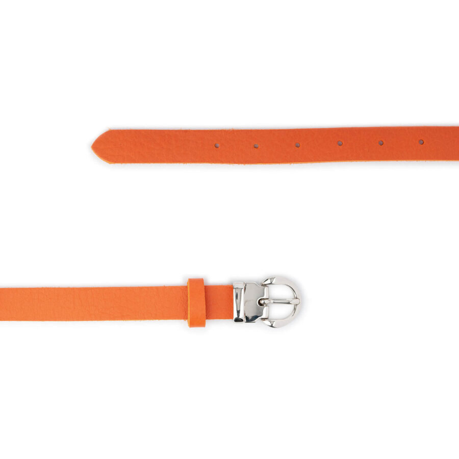 orange lady belt for dress skinny real leather silver buckle 2