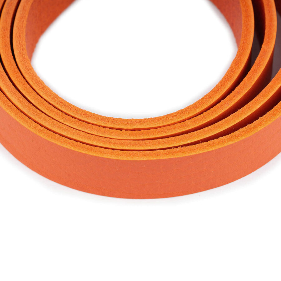 orange leather belt blank no holes without buckle 2 0 cm 3