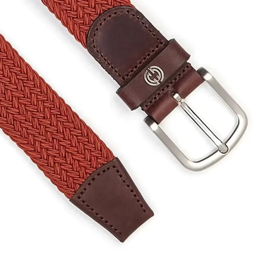 orange red mens stretchy belt luxury woven cotton 2