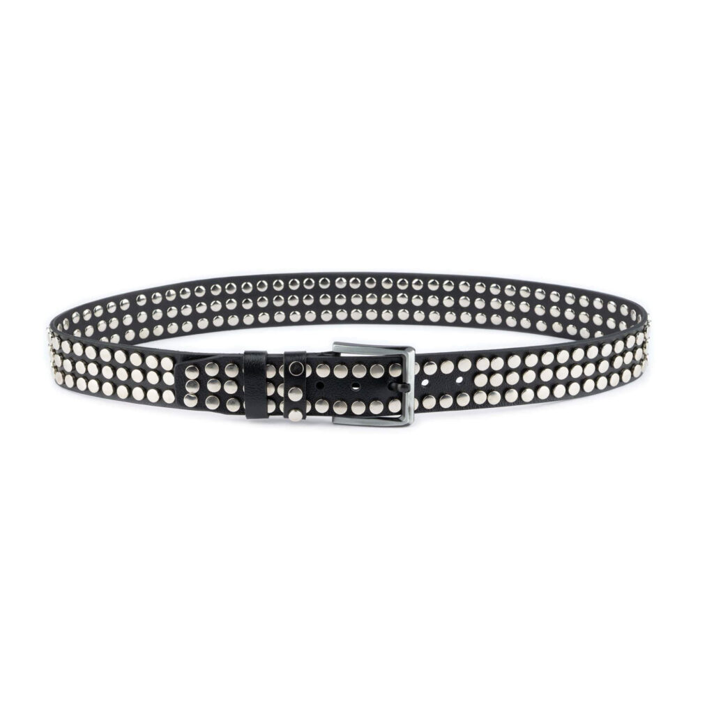 Buy Punk Rock Belt Studded Heavy 3 Row Rivet Real Leather  display picture 1