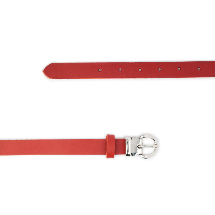 red lady belt for dress skinny real leather silver buckle 2