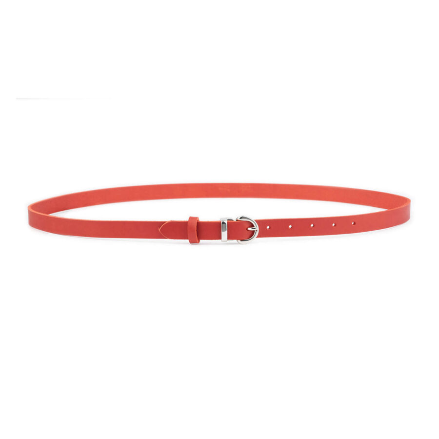 red lady belt for dress skinny real leather silver buckle 3