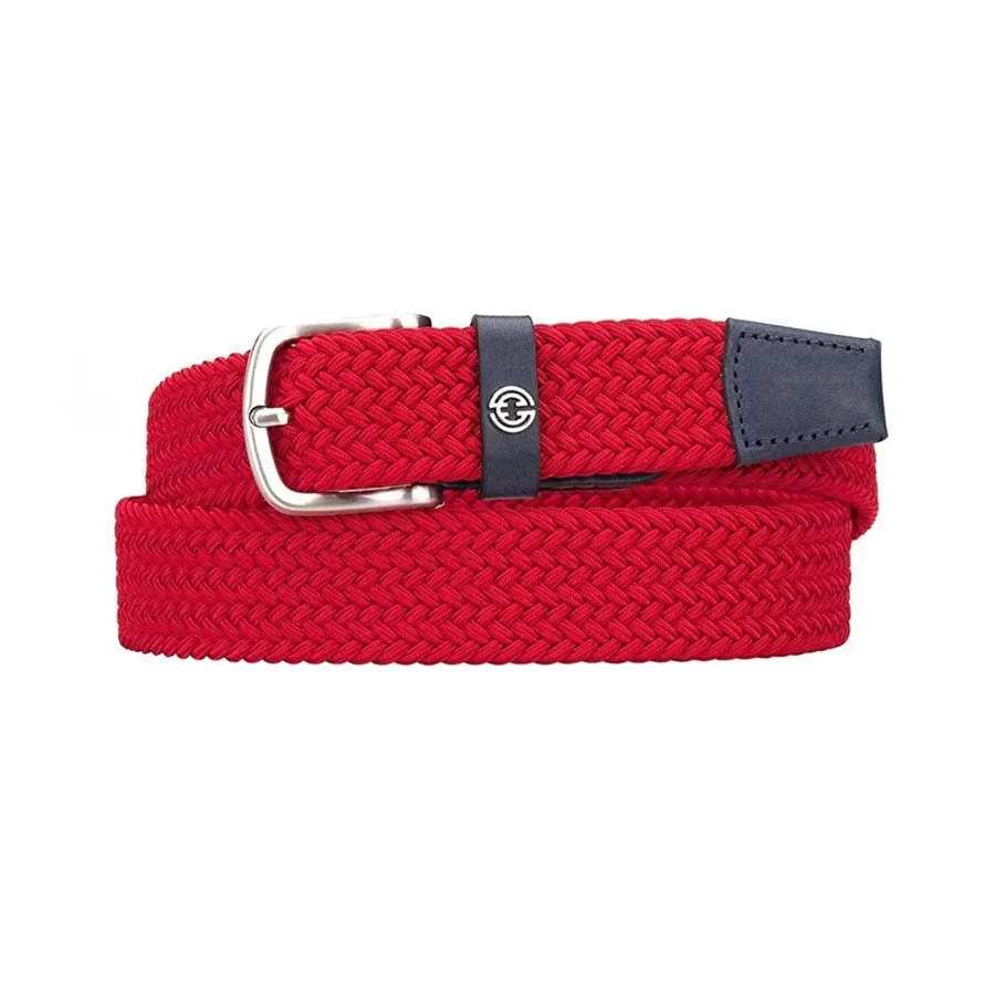 red mens stretchy belt luxury woven cotton 1 IEB739 RED