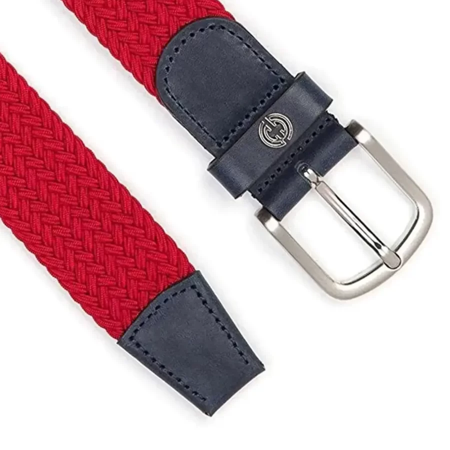 red mens stretchy belt luxury woven cotton 2