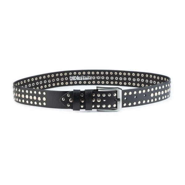 rockstar belts mens studded 3 row rivet real leather quality 1 ROCSTUD3ROWLG45BLATARG