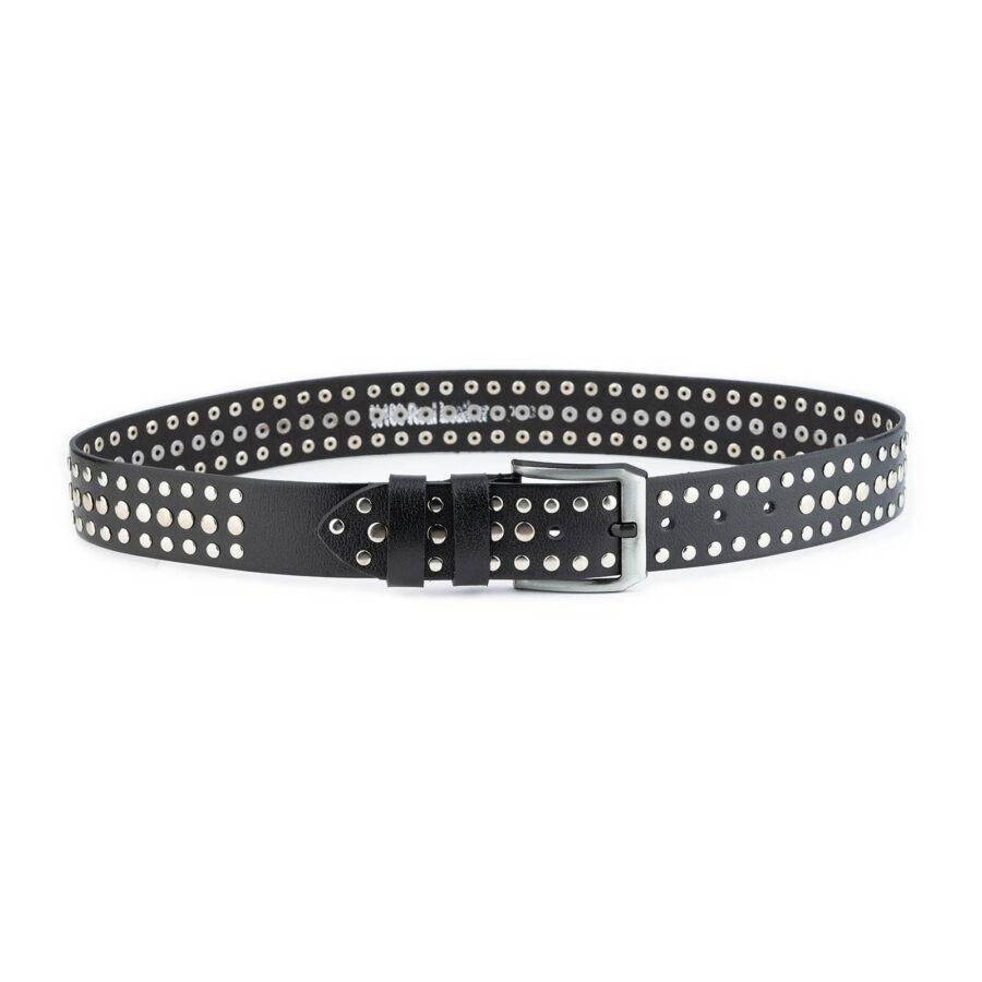 Buy Rockstar Belts Mens Studded 3 Row Rivet Real Leather Quality ...