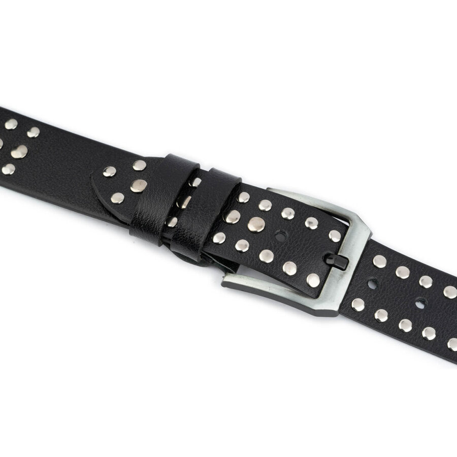 rockstar belts mens studded 3 row rivet real leather quality 3