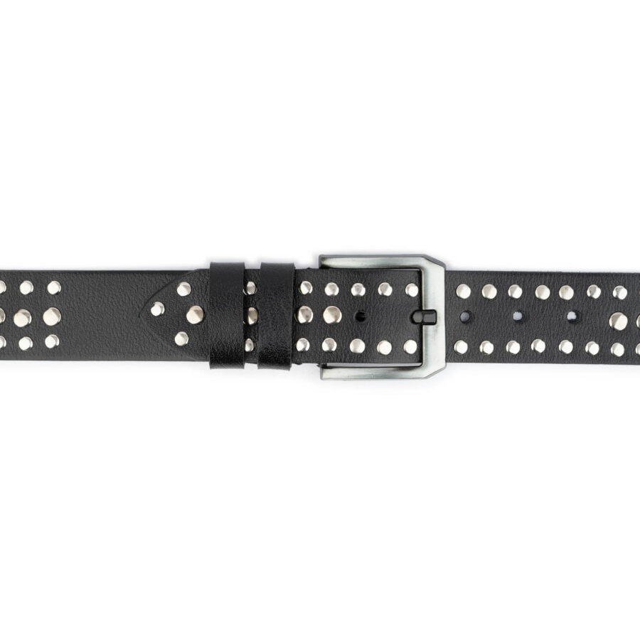 rockstar belts mens studded 3 row rivet real leather quality 5