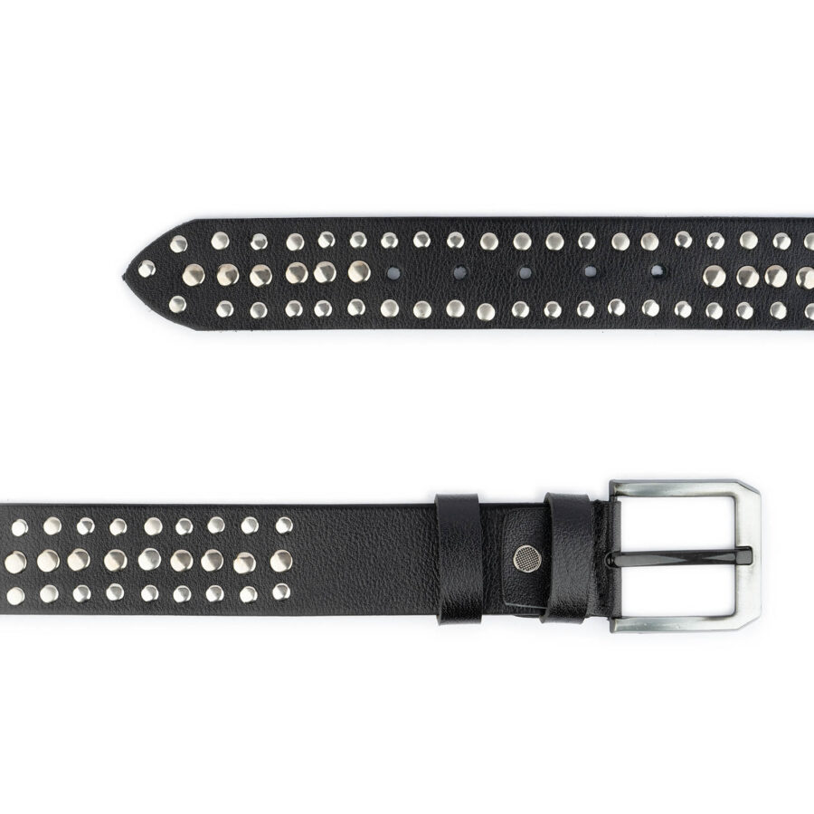 rockstar belts mens studded 3 row rivet real leather quality 6