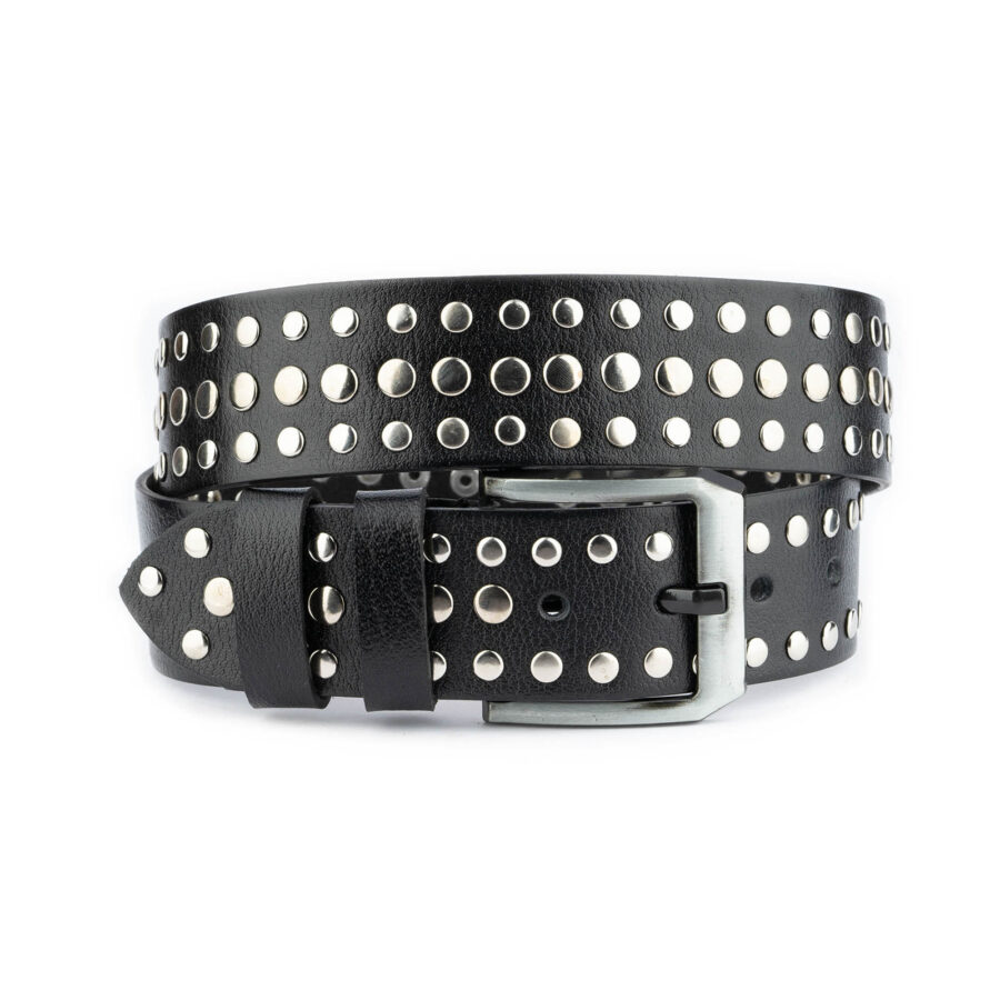 rockstar belts mens studded 3 row rivet real leather quality 7