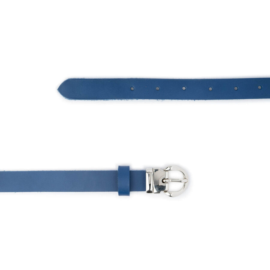 royal blue lady belt for dress skinny real leather silver buckle 2
