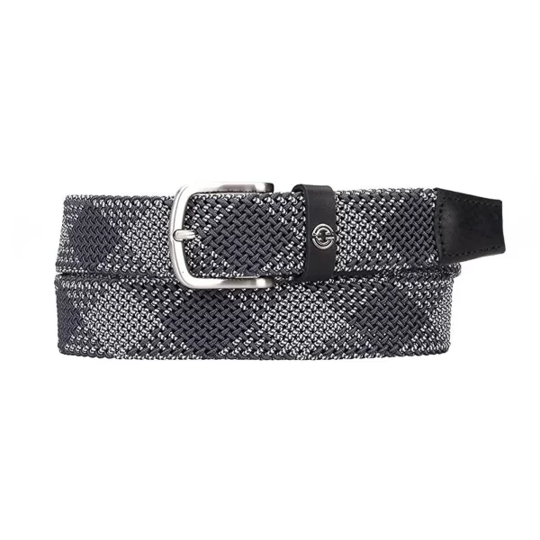 stretchy gents belt unique pattern white gray cotton IEB8000 1