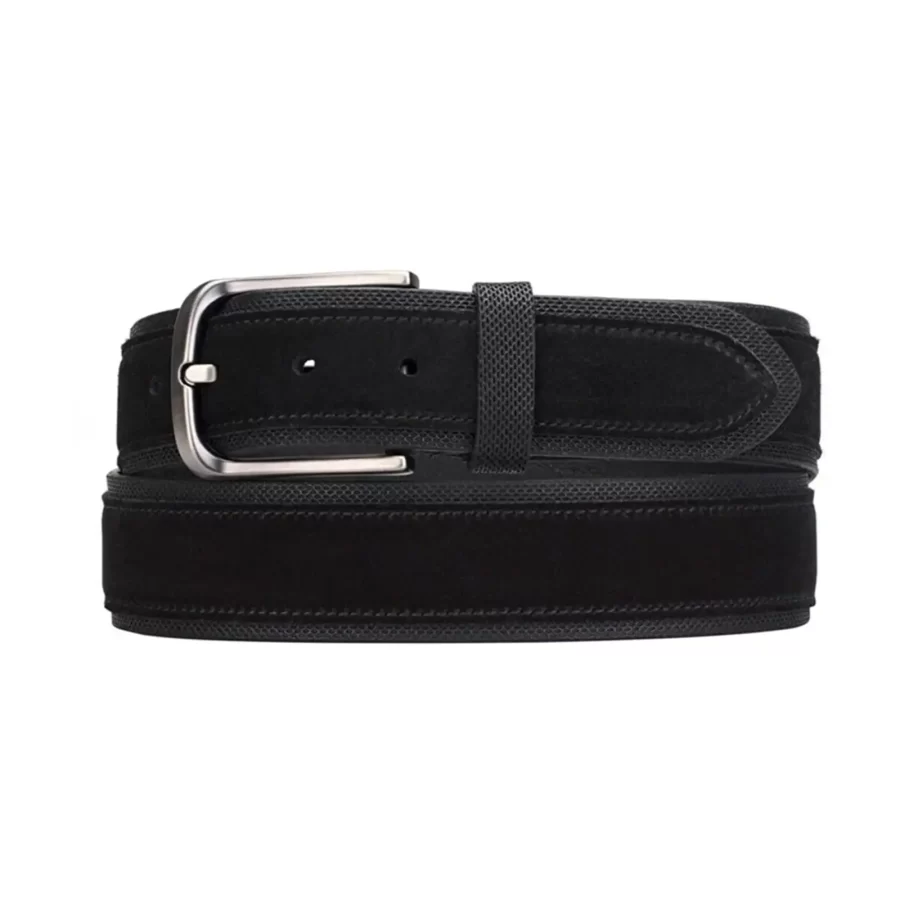 stylish casual belts for men black suede leather 4 0 cm SB1426 3