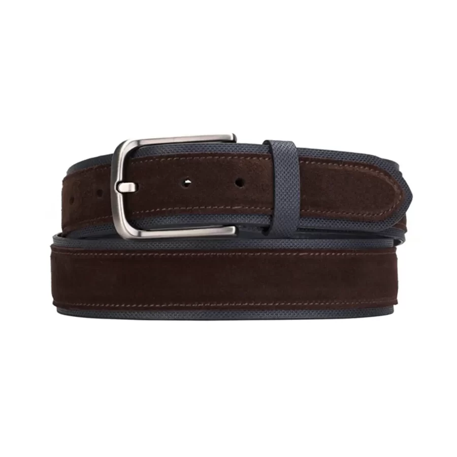 stylish casual belts for men brown suede blue leather 4 0 cm SB1426 1