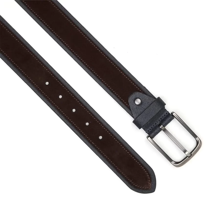 stylish casual belts for men brown suede blue leather 4 0 cm SB1426 2