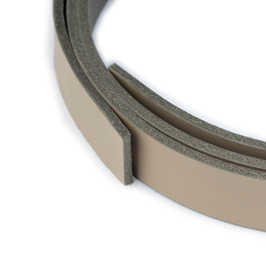 taupe leather belt blank no holes without buckle 2 0 cm 2