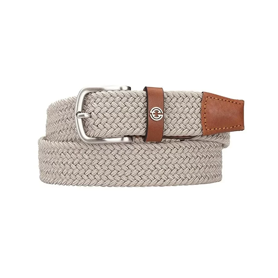 taupe mens stretchy belt luxury woven cotton 1 IEB739 TAUPE