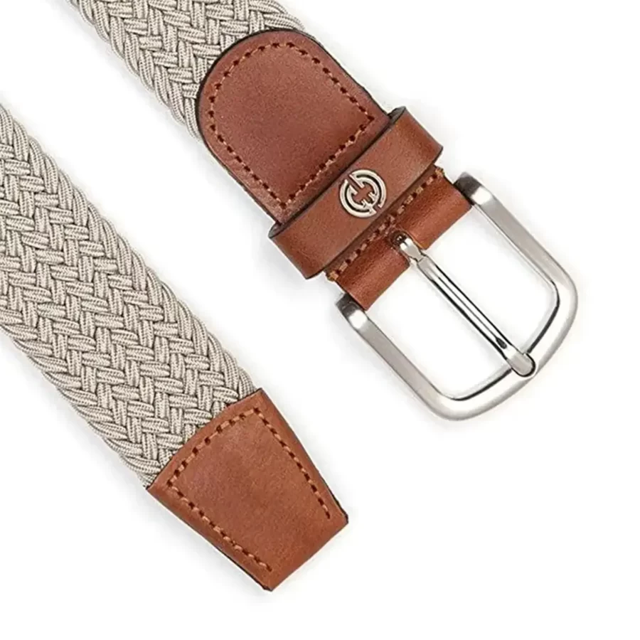 taupe mens stretchy belt luxury woven cotton 2