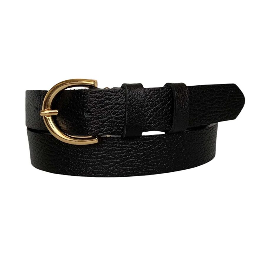 Belt For Lady Jeans gold buckle black genuine leather 3cm KDN 02 12