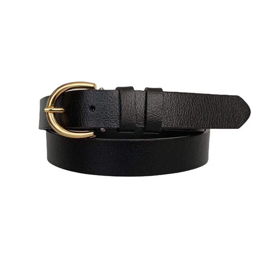 Belt For Lady Jeans gold buckle black genuine leather 3cm KDN 02 16