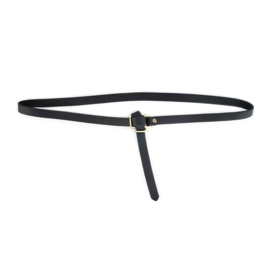 Belt With Knot Black Leather Brass Buckle 1 TIEHALFL20BLAPET