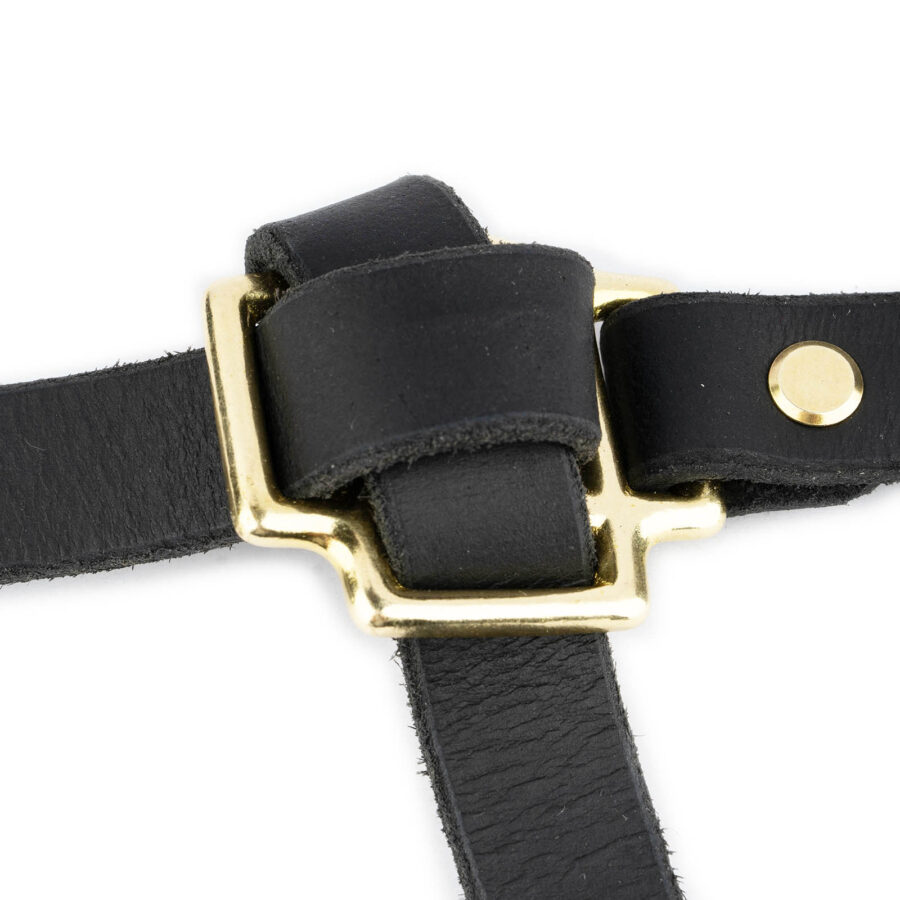 Belt With Knot Black Leather Brass Buckle 4