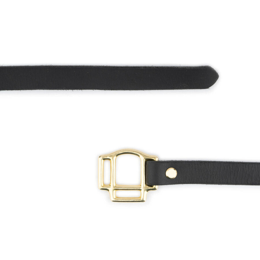 Belt With Knot Black Leather Brass Buckle 6