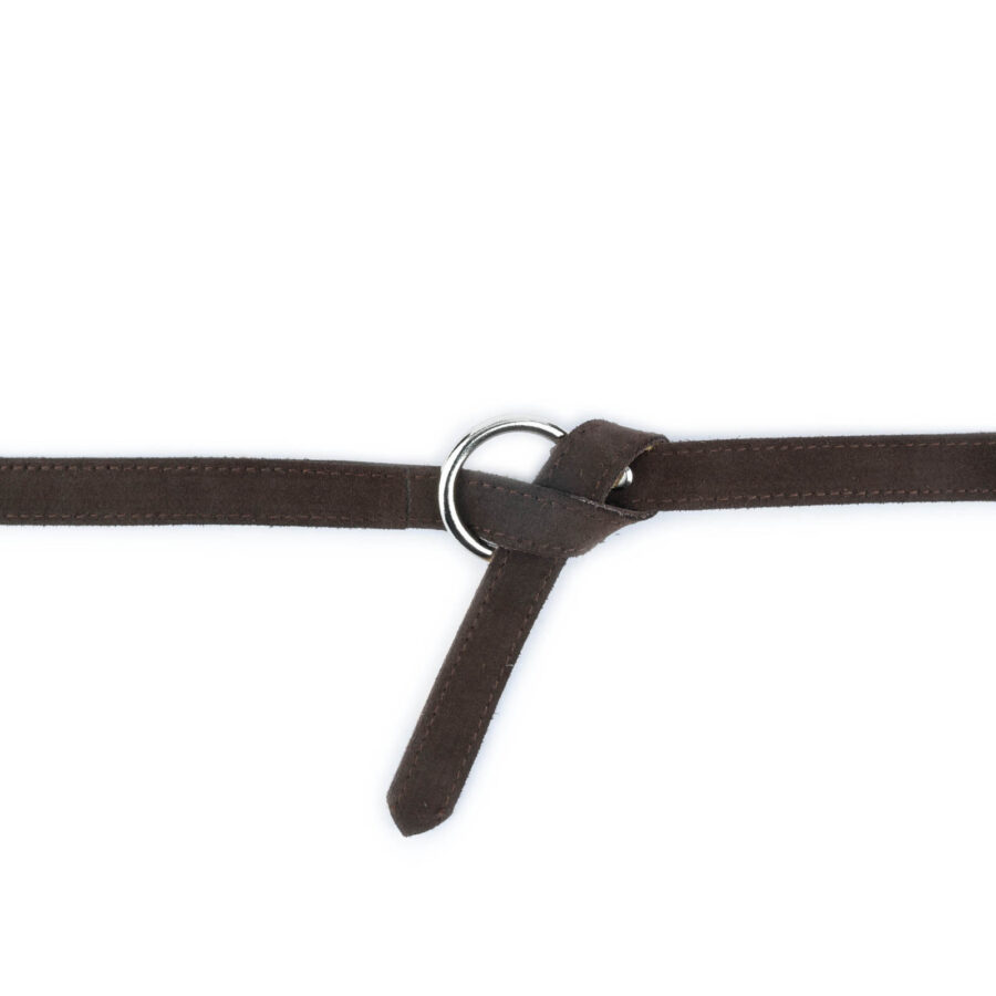 Brown Suede Knotted Belt With Ring 2
