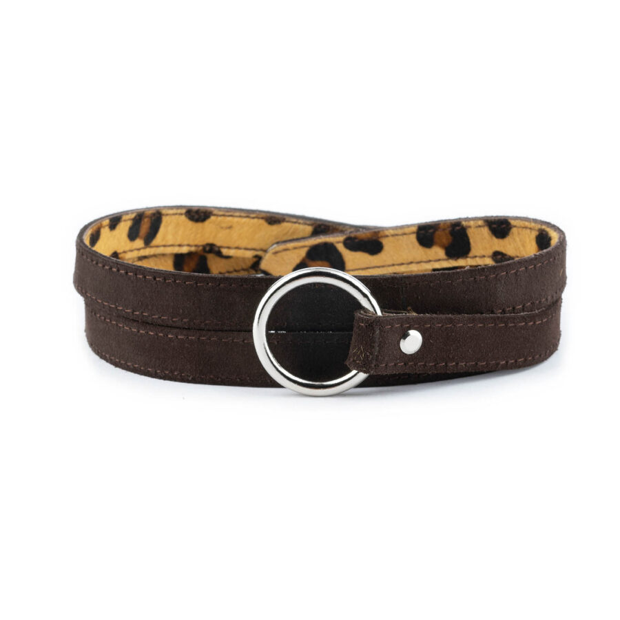 Brown Suede Knotted Belt With Ring 4