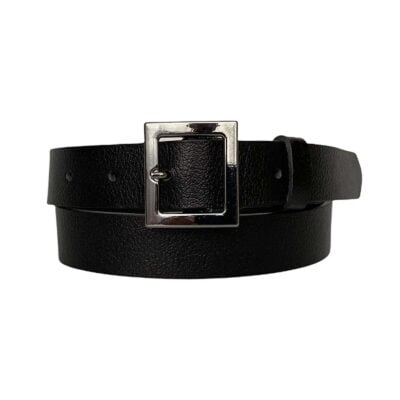 Fashion Belt For Womans Jeans Square Buckle black calfskin leather 3cm KDN 17 1