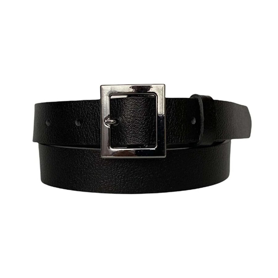 Fashion Belt For Womans Jeans Square Buckle black calfskin leather 3cm KDN 17 1