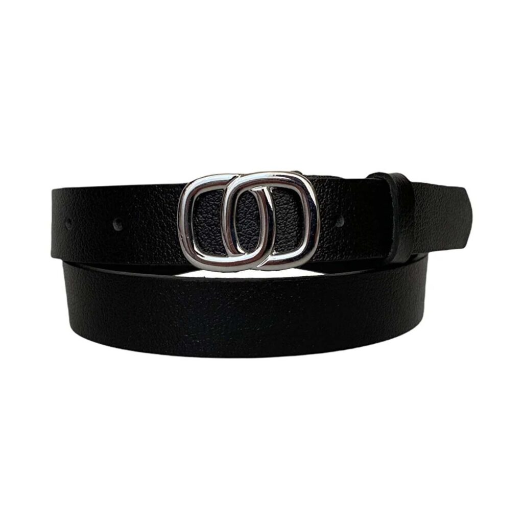 Buy Fashion Belts For Ladies Two Circle Buckle Black  display picture 3