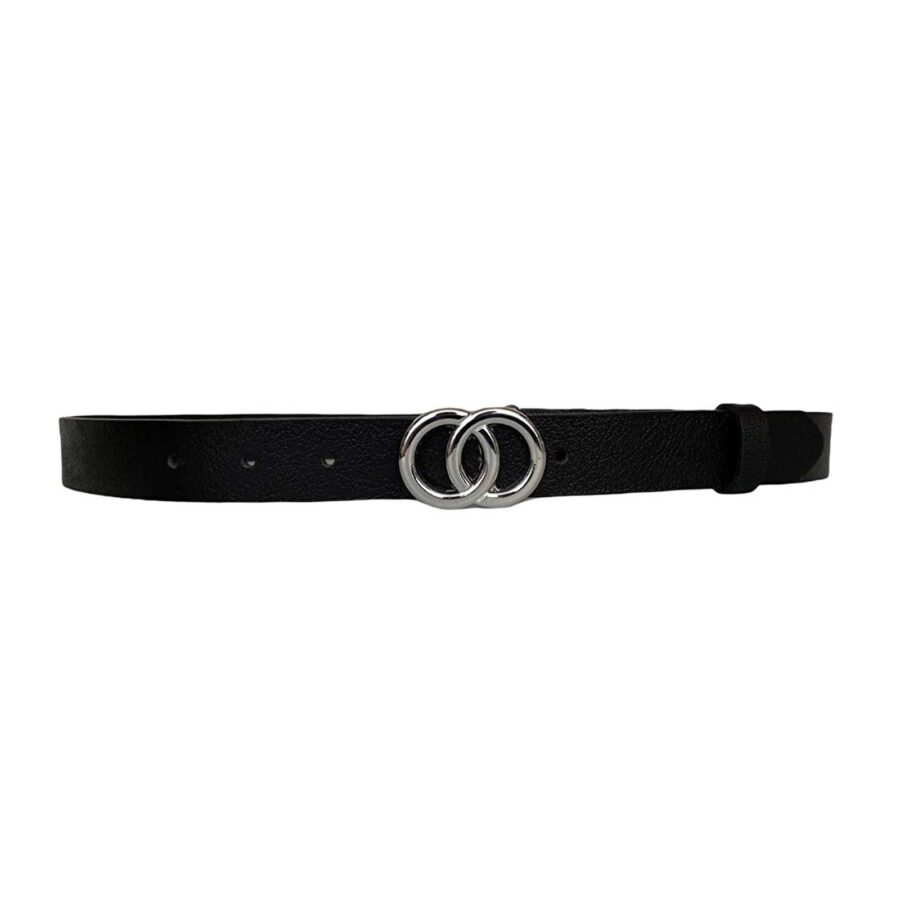 Fashion Lady Belt Two Circle black real leather 3cm KDN 07 3