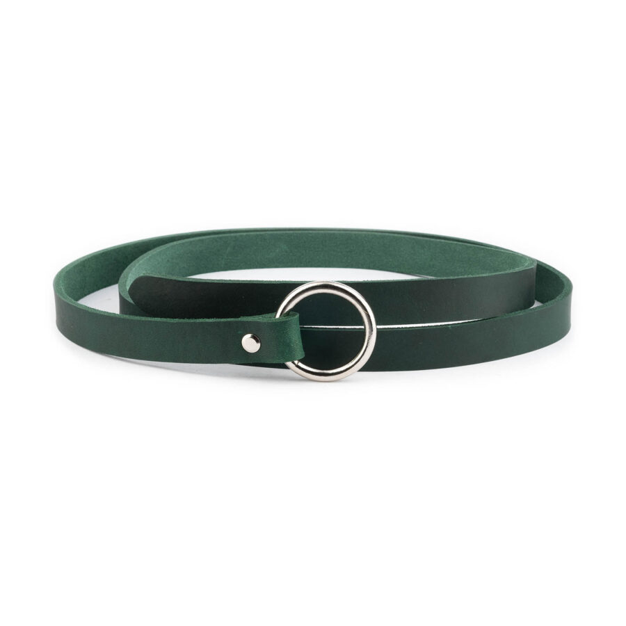 Green Belt With O Ring Silver Genuine Leather 2